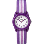 TIMEX TIME MACHINES 29mm Purple Stripe Elastic Fabric Kids Watch