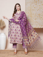 ANNI DESIGNER Women s Rayon Blend Kurta with Pants and Dupatta, Yellow, S