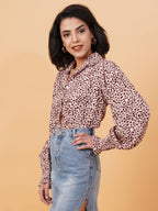 Kotty WomenS Relaxed Fit Printed Spread Collar Casual Shirt