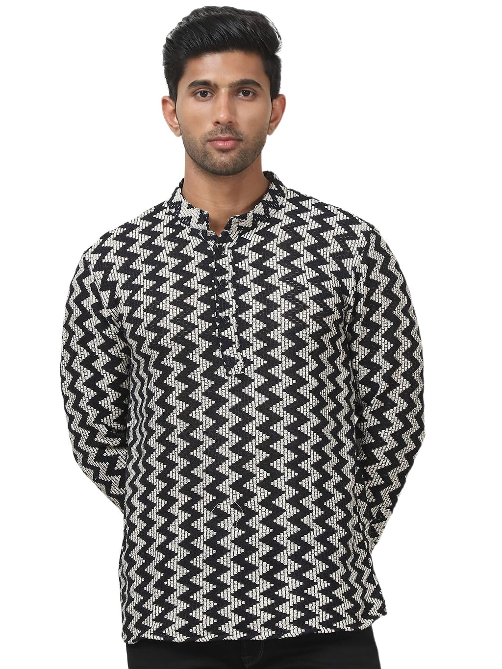 Jompers Mens Woven Design Cotton Short Kurta