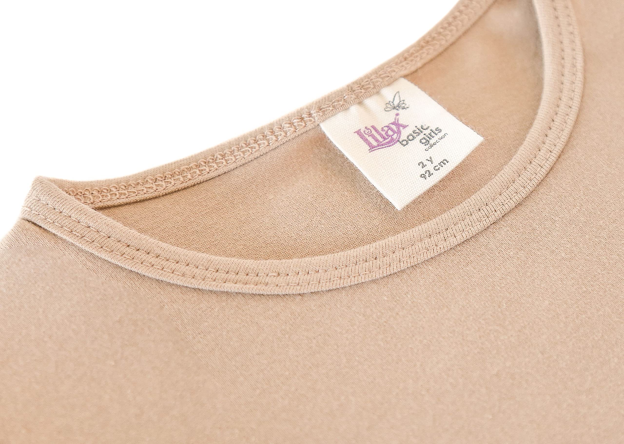 Lilax Girls' Basic Long Sleeve Round Neck Cotton T-Shirt 8 Beige