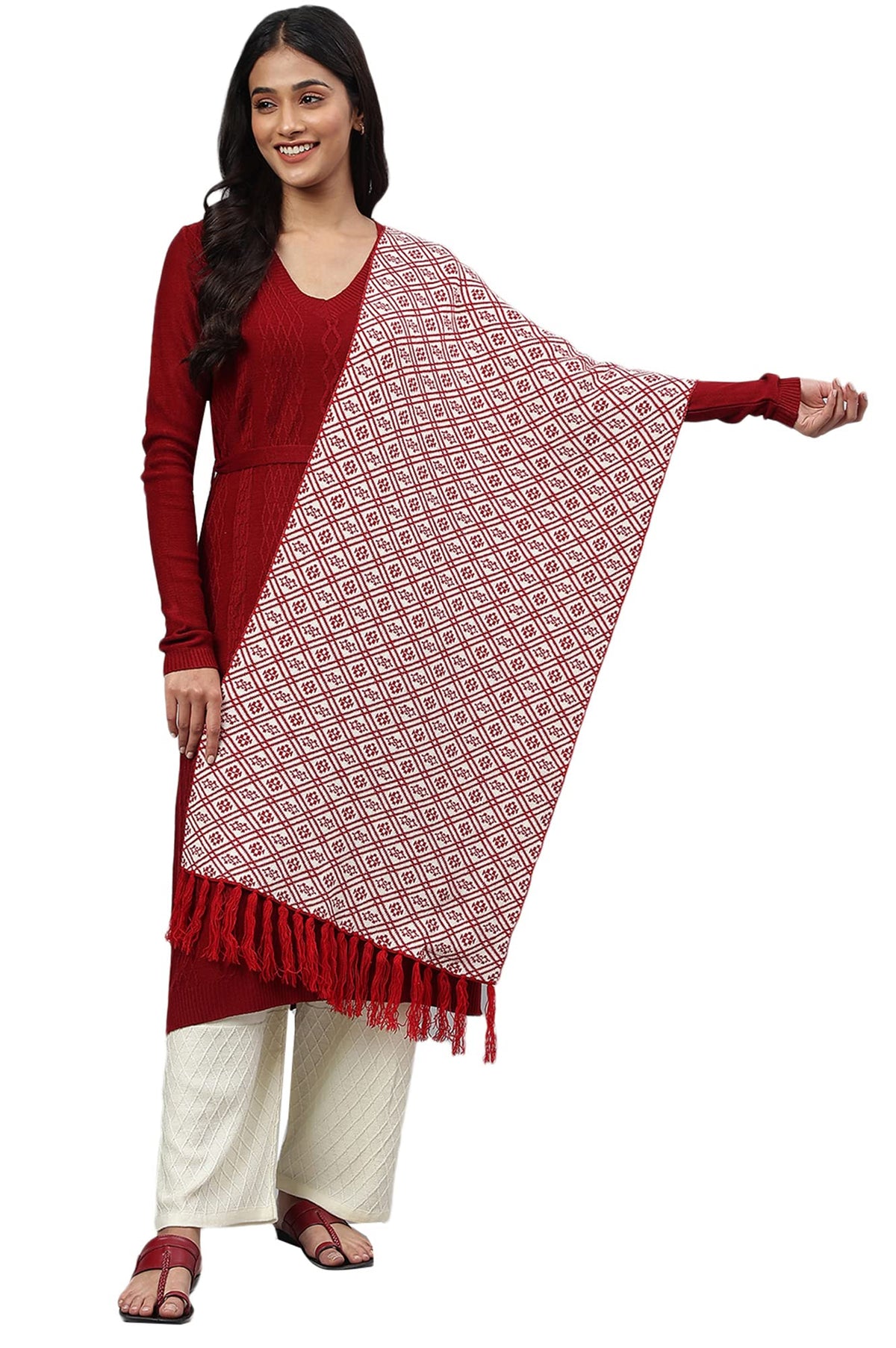 Red Yarn-Dyed WomenS Muffler