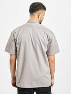 Dickies Mens Short-Sleeve Work Shirt, Silver gray, Small