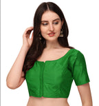 Pujia Mills Womens Silk Shoulder Puff Sleeve Readymade Saree Blouse