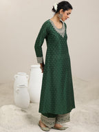 Libas Womens Chanderi Silk Kurta Set (49281_Green