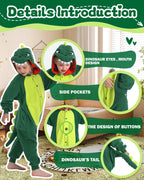 CANASOUR Dinosaur Onesie Kids Animal Halloween Cosplay Costume for 4T Girls Dino Unisex Outfuit One Piece Hooded Christmas Soft