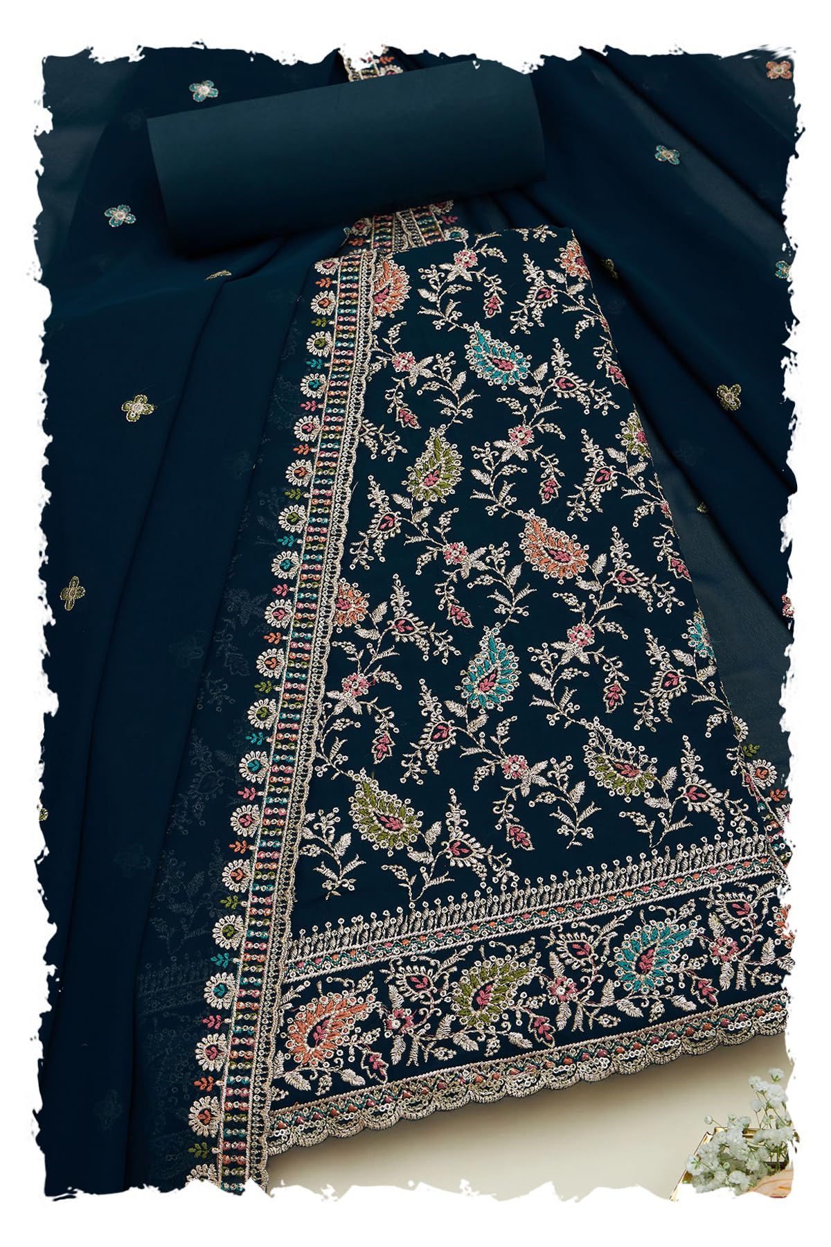 Soch Women Georgette Embroidered Unstitch Dress Material with Zari