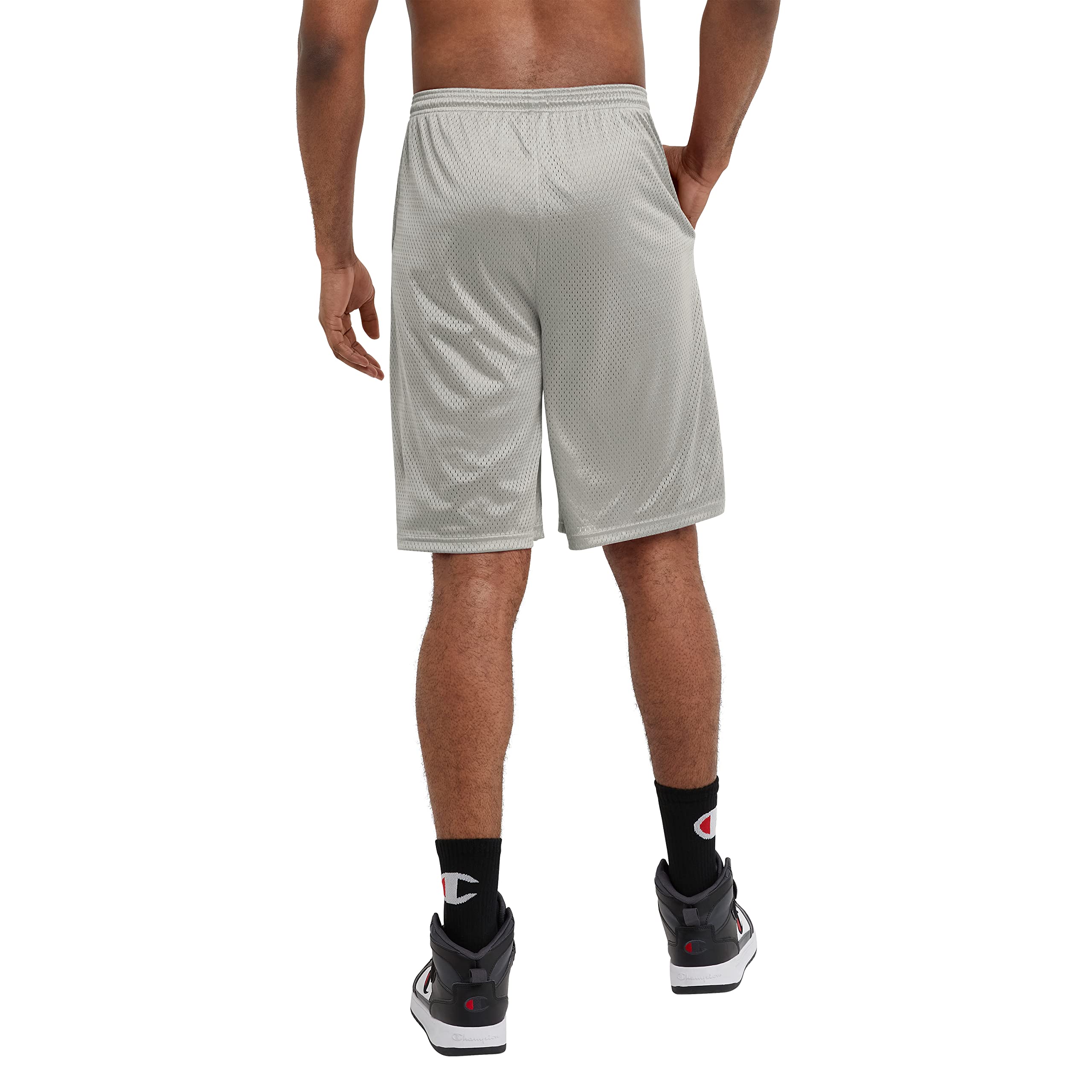 Champion mens 9 Shorts, Mesh Shorts, 9, Mesh Basketball Shorts, Mesh Gym athletic shorts, Gray-407q88, Medium US