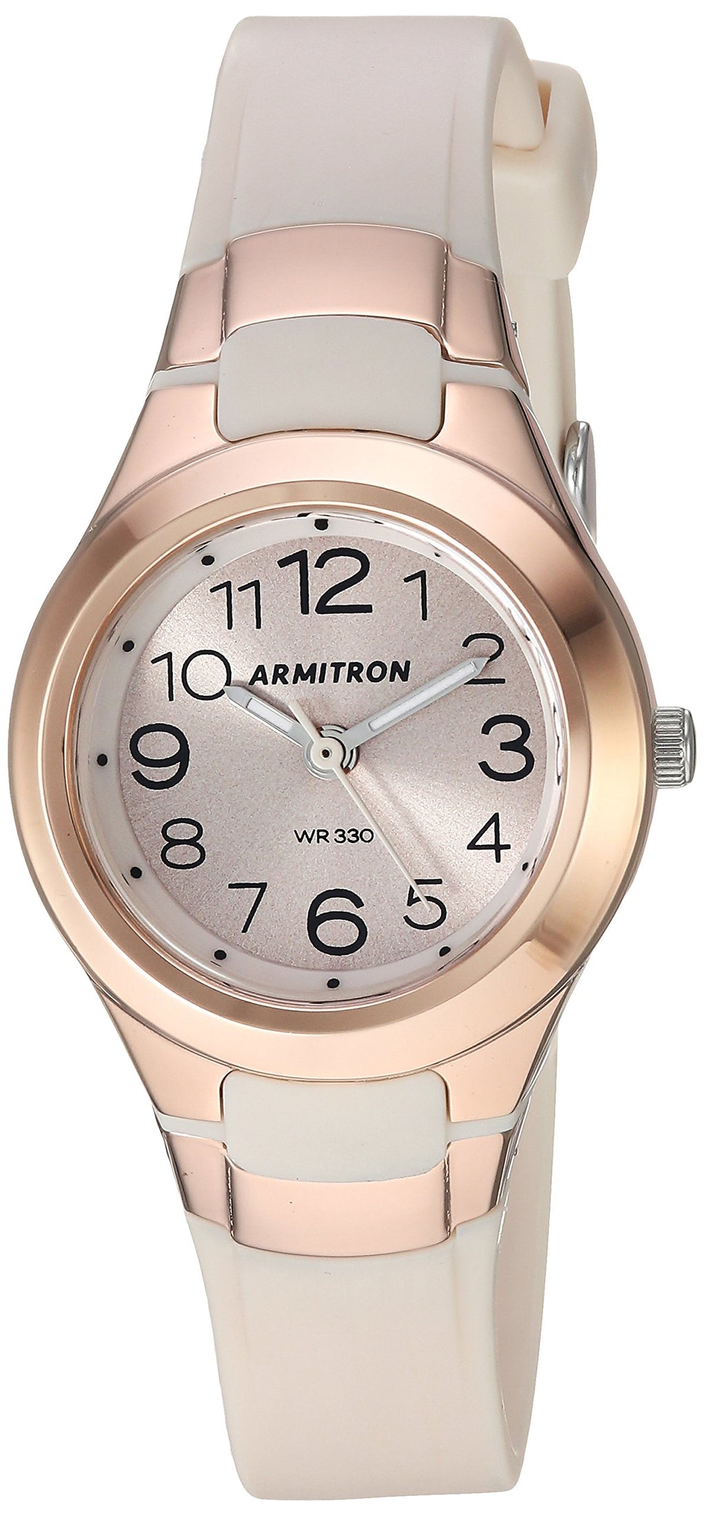 Armitron Sport Women's 25/6418PBH Easy To Read Rose Gold-Tone and Blush Pink Resin Strap Watch