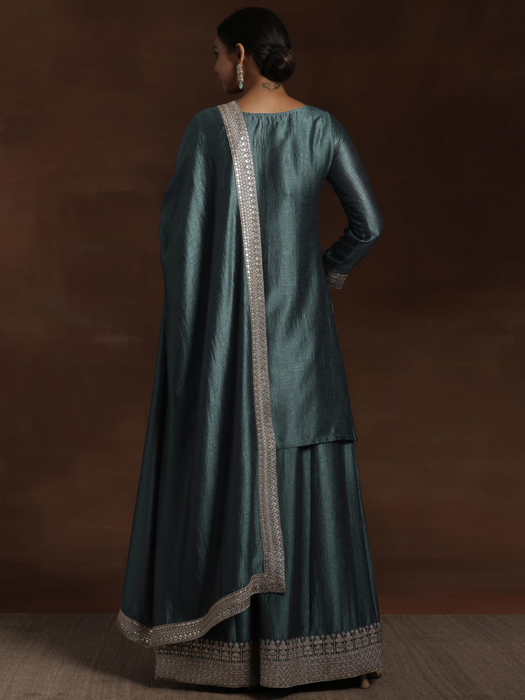 Libas WomenS Silk Blend Kurta Set (27619_Grey