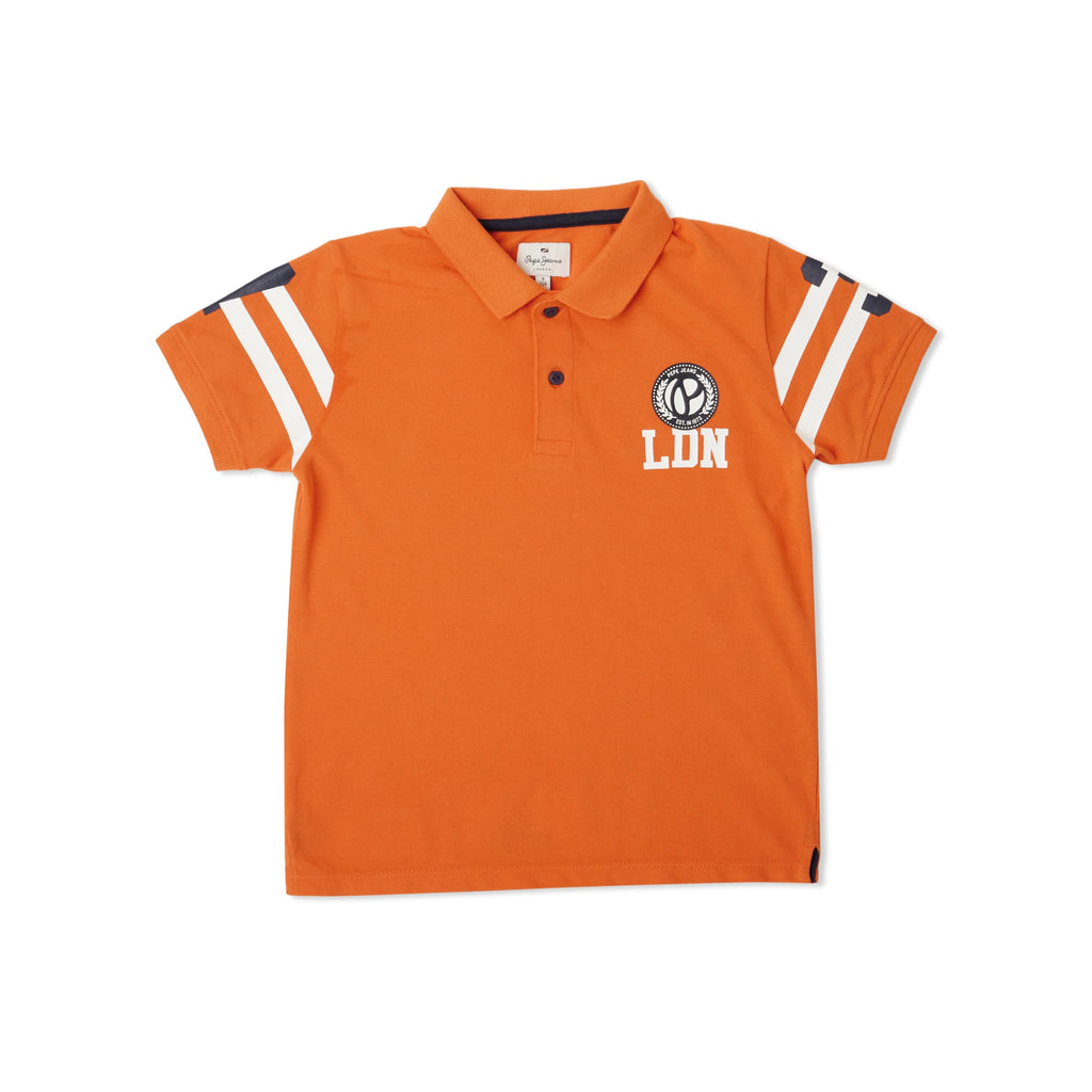 Pepe Jeans Boys Regular Fit Printed Polo T-Shirts Orange