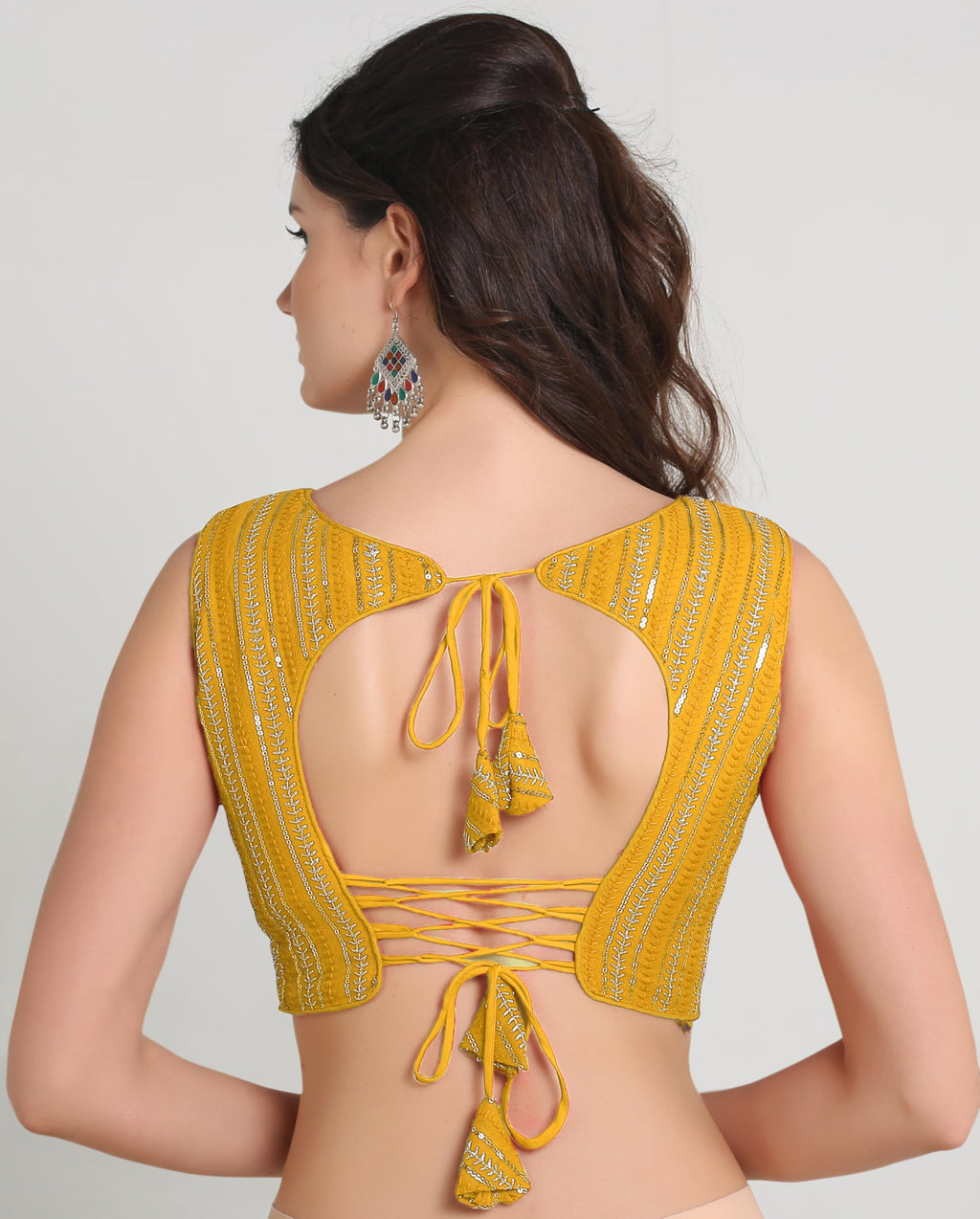 Pujia Mills WomenS Indian Ethnic Wear Sabyasachi Sequence With Dhaga Embroidered Zari Work Sweetheart Neck Blouse Sleeveless Re