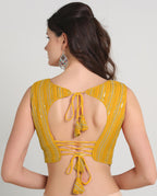 Pujia Mills WomenS Indian Ethnic Wear Sabyasachi Sequence With Dhaga Embroidered Zari Work Sweetheart Neck Blouse Sleeveless Re