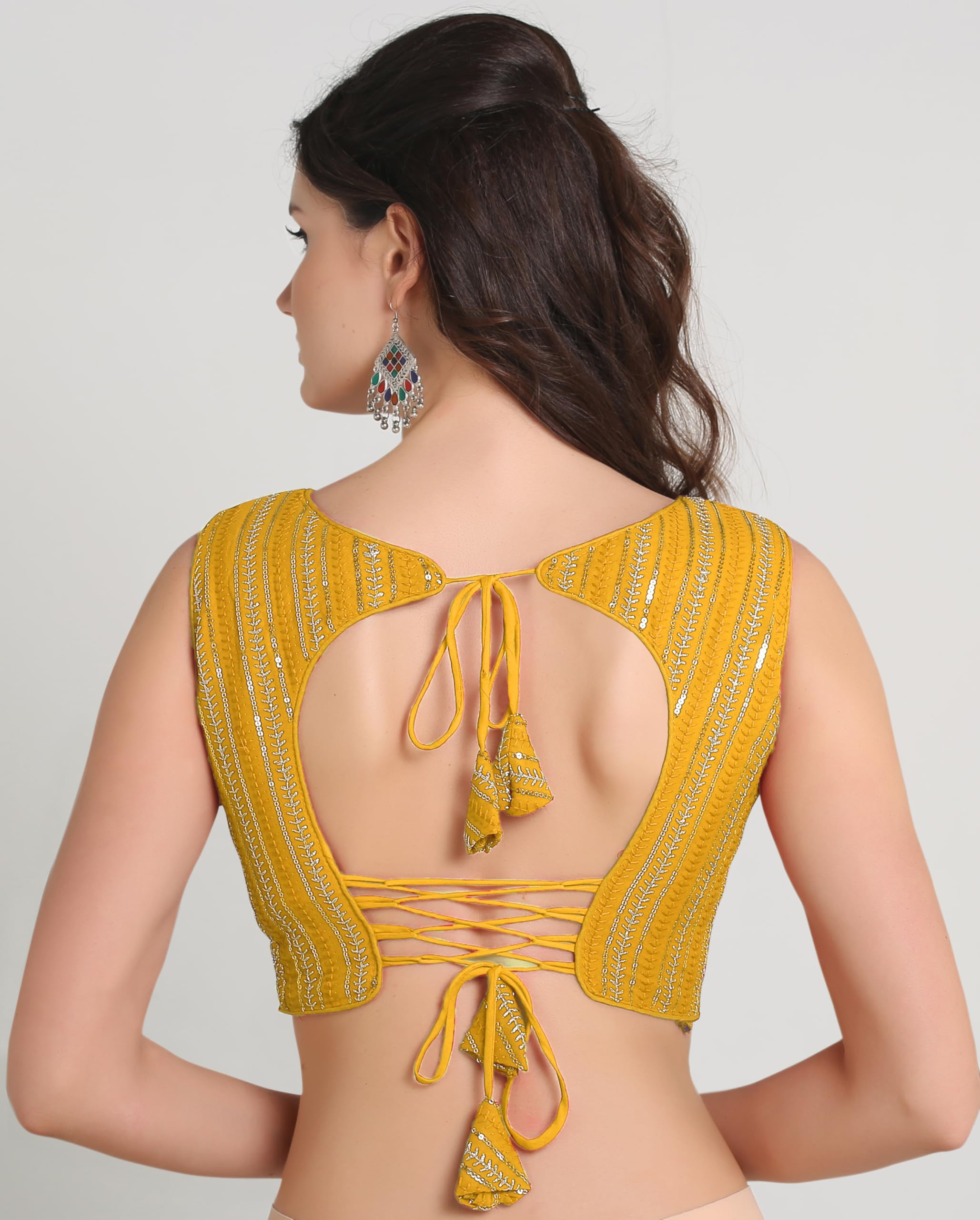 Pujia Mills WomenS Indian Ethnic Wear Sabyasachi Sequence With Dhaga Embroidered Zari Work Sweetheart Neck Blouse Sleeveless Re