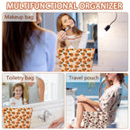 ZLFSRQ 2Pcs Daisy Flower Makeup Bag Travel Cute Cosmetic Bags for Women Large Floral Makeup Pouch Zipper Cosmetic Pouch Set for