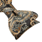 HISDERN Gold Bow Ties for Men Self Tie Paisley Mens Bow Tie and Pocket Square Set Classic Business Formal Tuxedo Men's Bowtie Ha