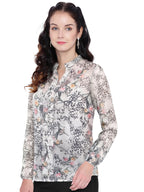Toochki WomenS Floral Relaxed Fit Shirt (Toochki199-Tp-N_Light Grey