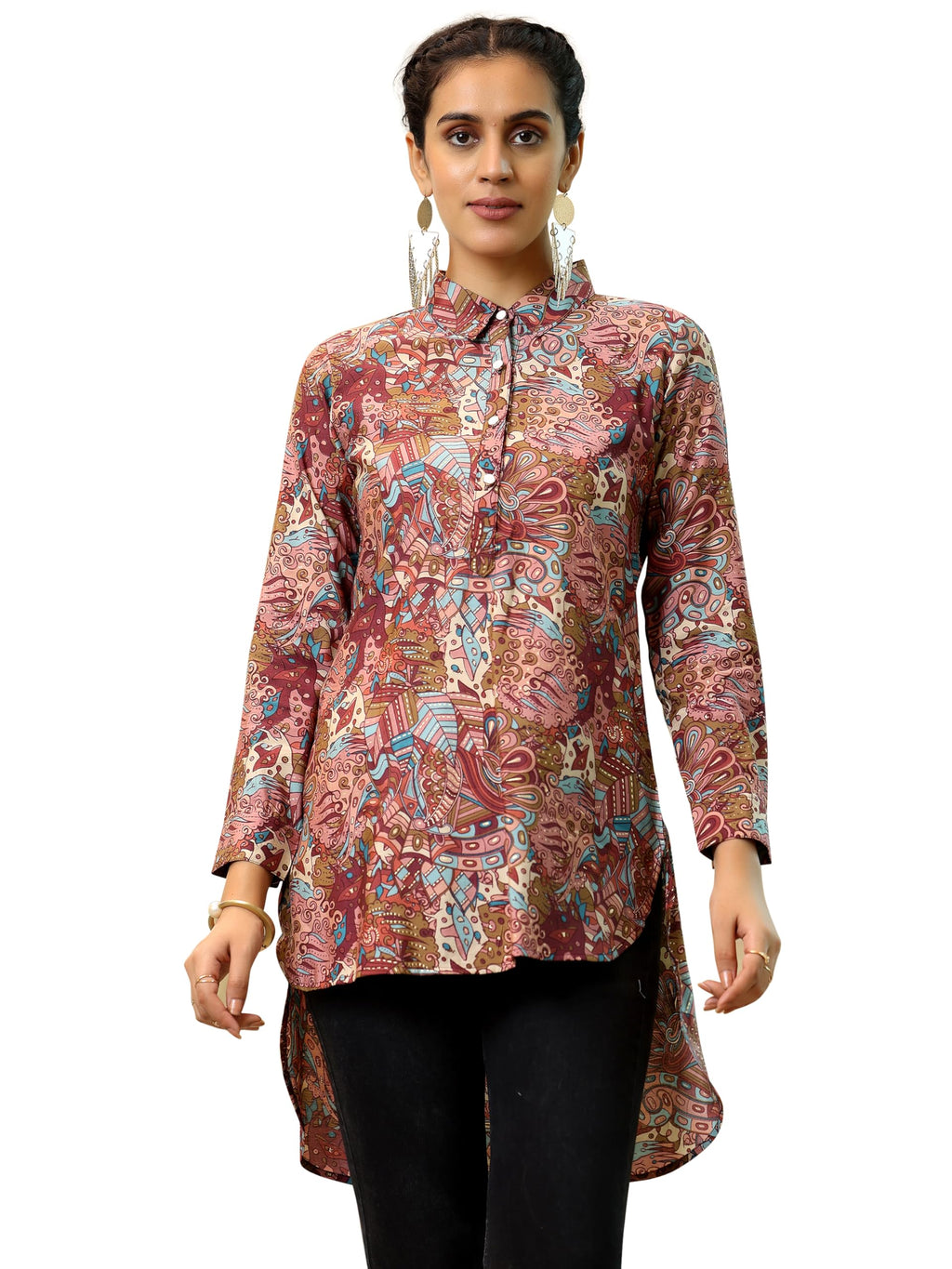 Libas WomenS Silk Blend Printed Straight Kurtis (37210_Mauve