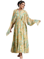 Libas WomenS Polyester A-Line Maxi Dress (37175_Green