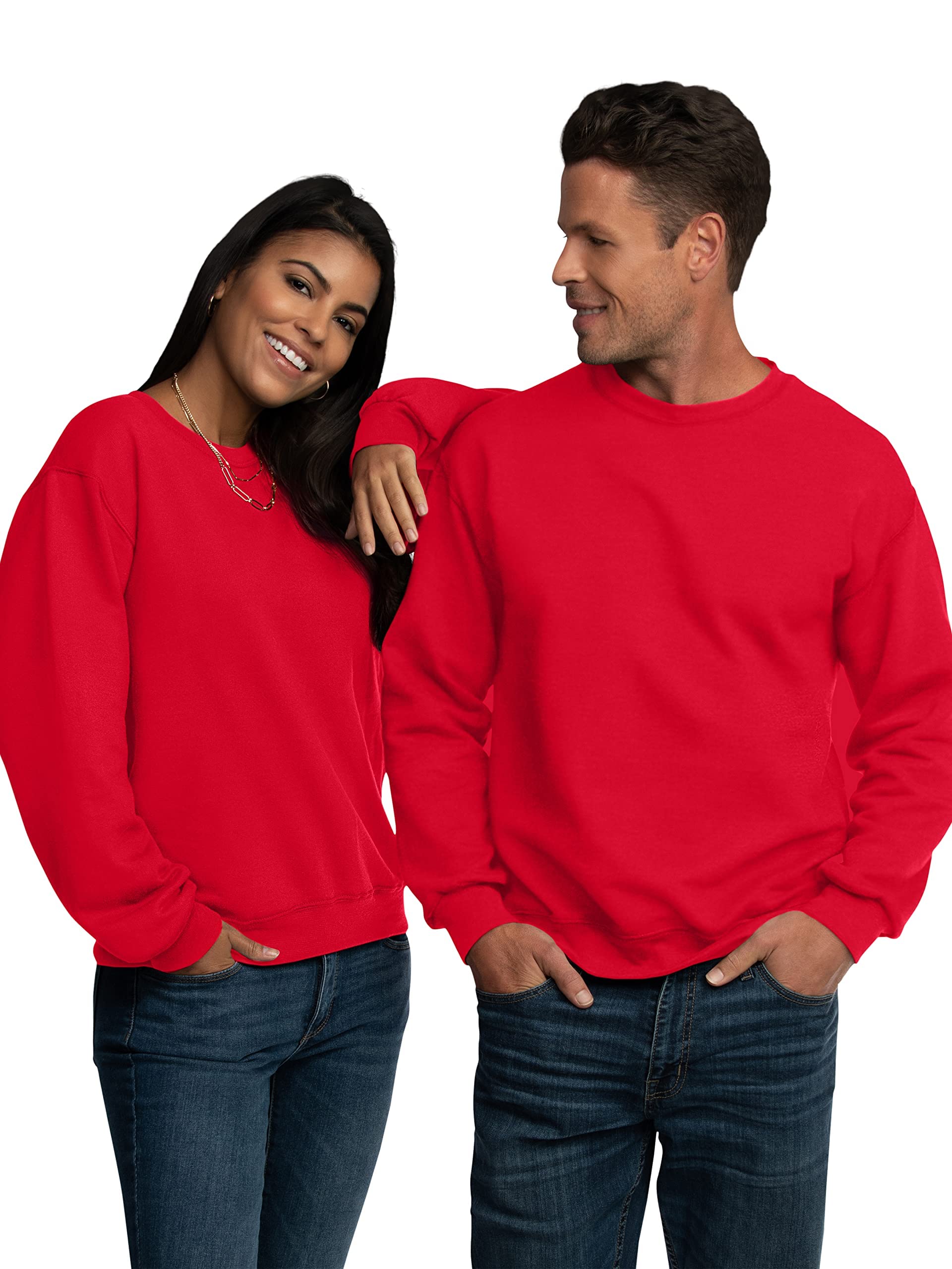Fruit of the Loom Men's Moisture Wicking Eversoft Fleece Sweatshirt, Red, X-Large