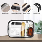 18 Pack Clear Makeup Bags Clear Cosmetic Bag PVC Plastic Zippered Pouches Portable Toiletry Bags for Women Men Travel Vacation B
