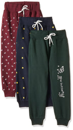 T2F Girls Regular Fit Printed Cotton Joggers Track Pants (Pack of 3)