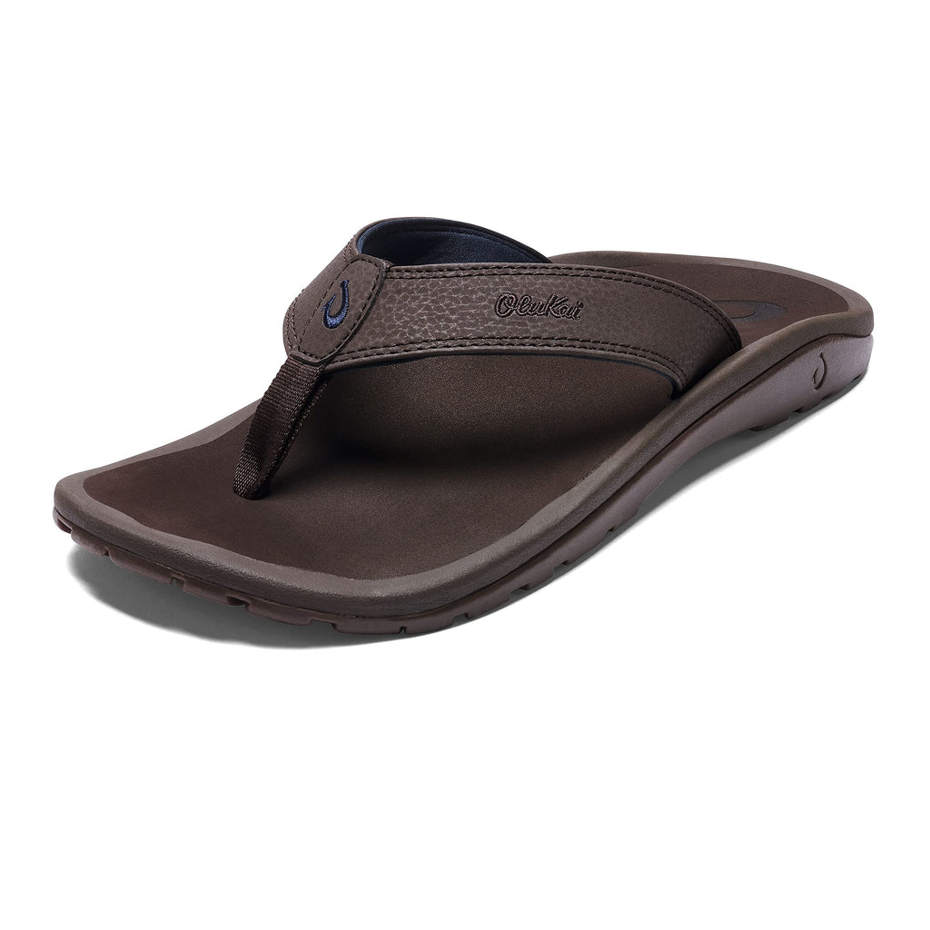 OLUKAI Men's Ohana Sandals, Dark Wood/Dark Wood, 9