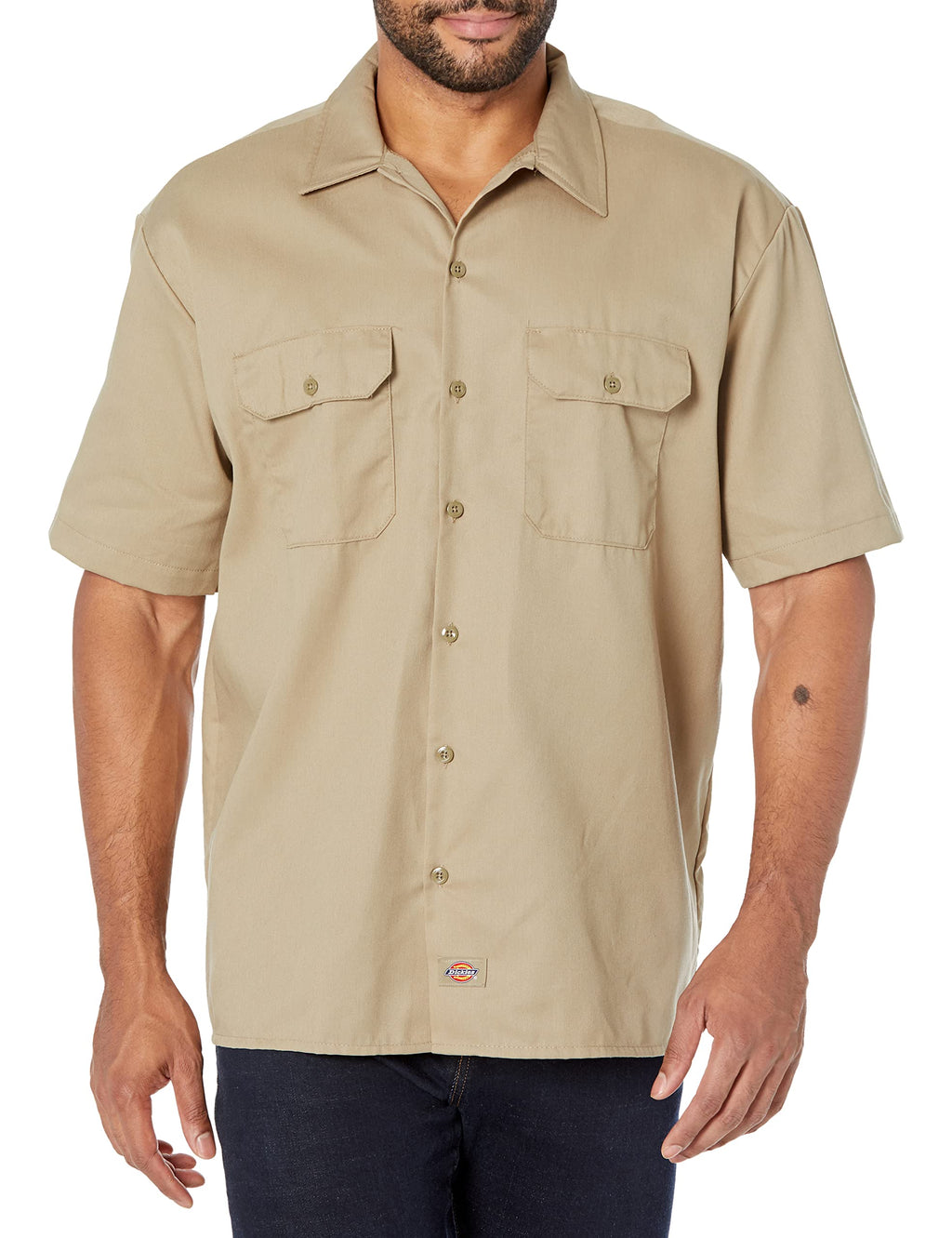 Dickies Men's Short-Sleeve Work Shirt, Desert Sand, Large
