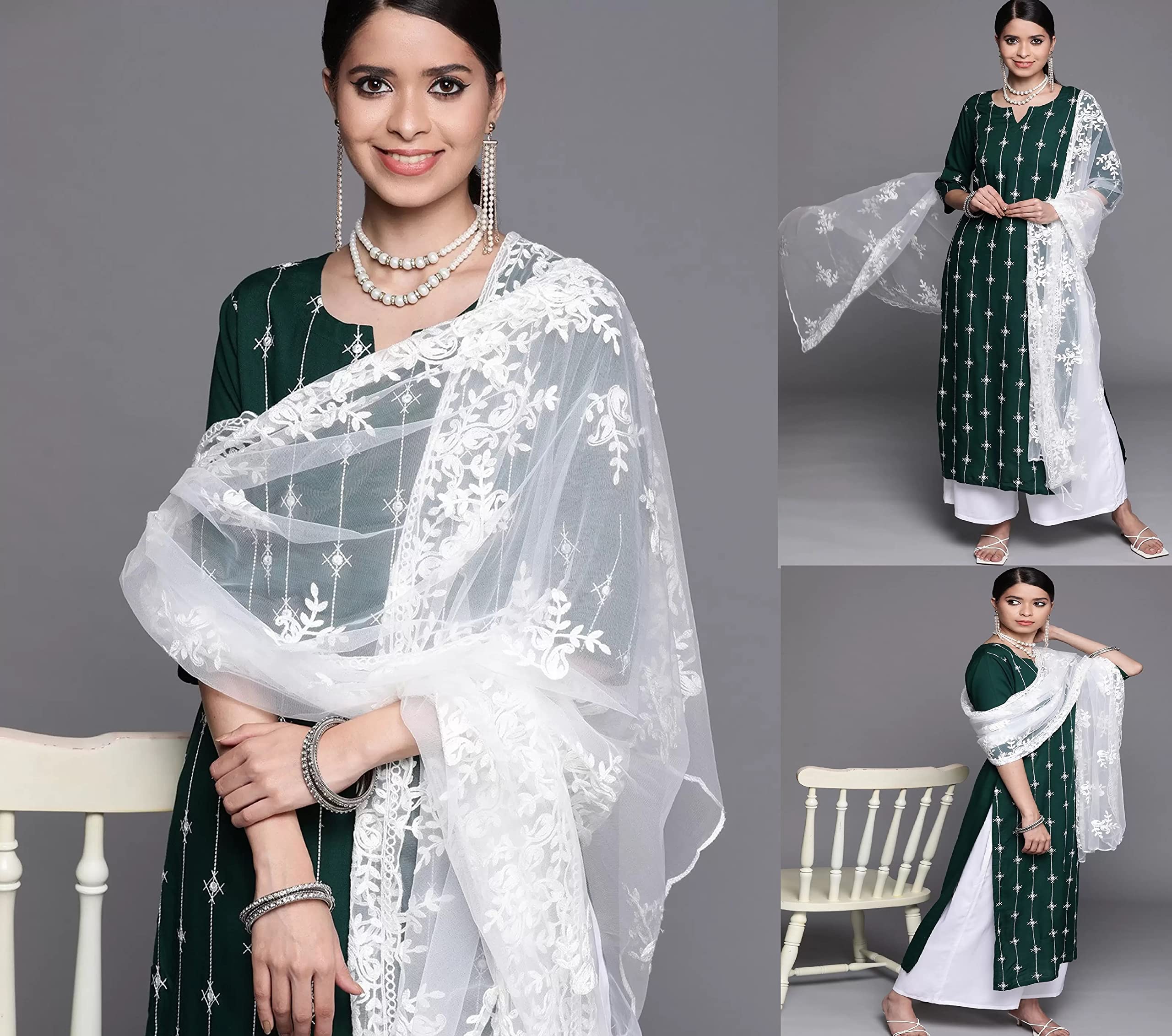 Anni Designer Women'S Cotton Blend Printed Straight Kurta With Pant & Dupatta (Namah108)