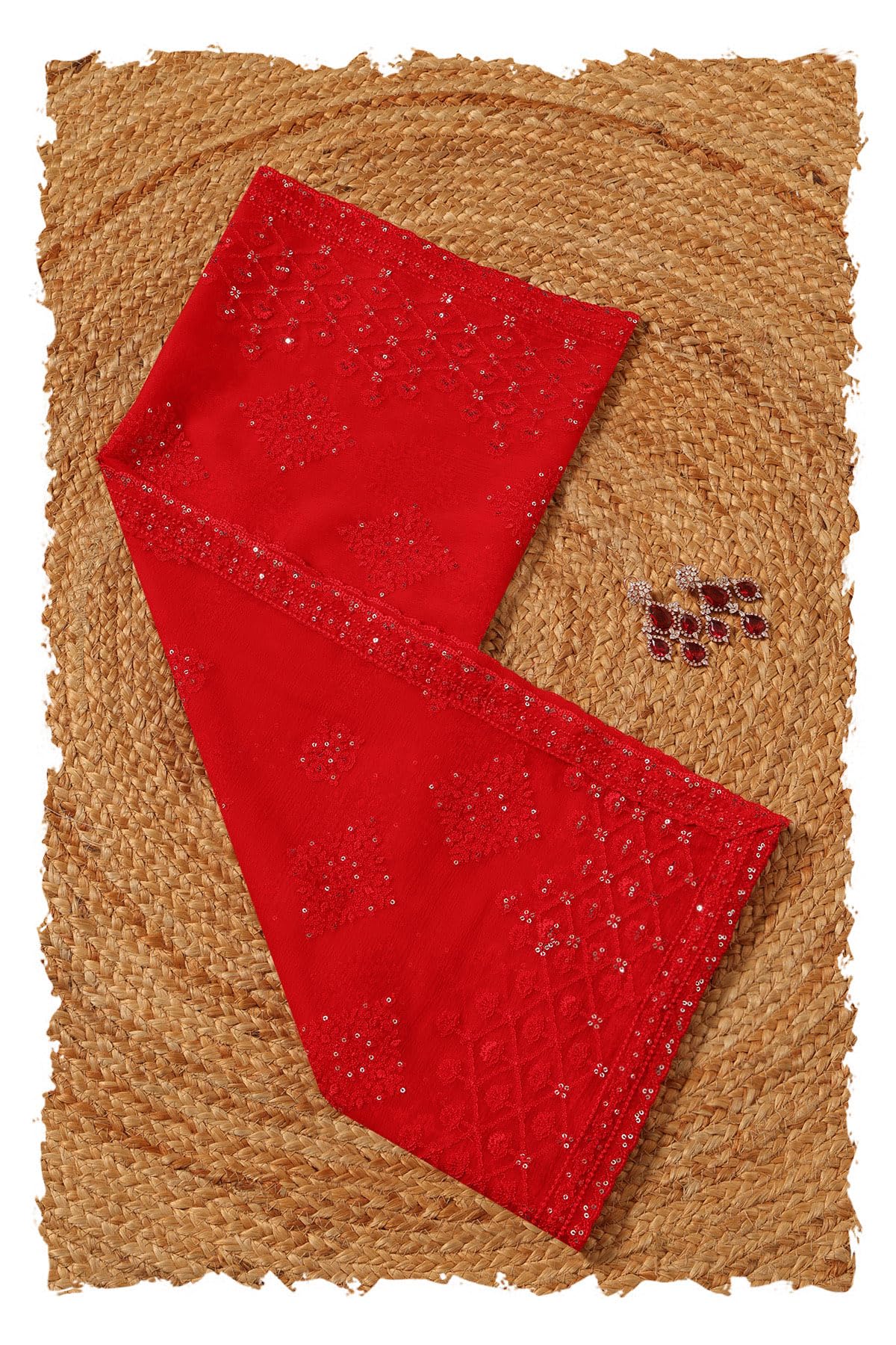 Soch Women Chinnon Floral Machine Embroidery Dupatta with Sequins