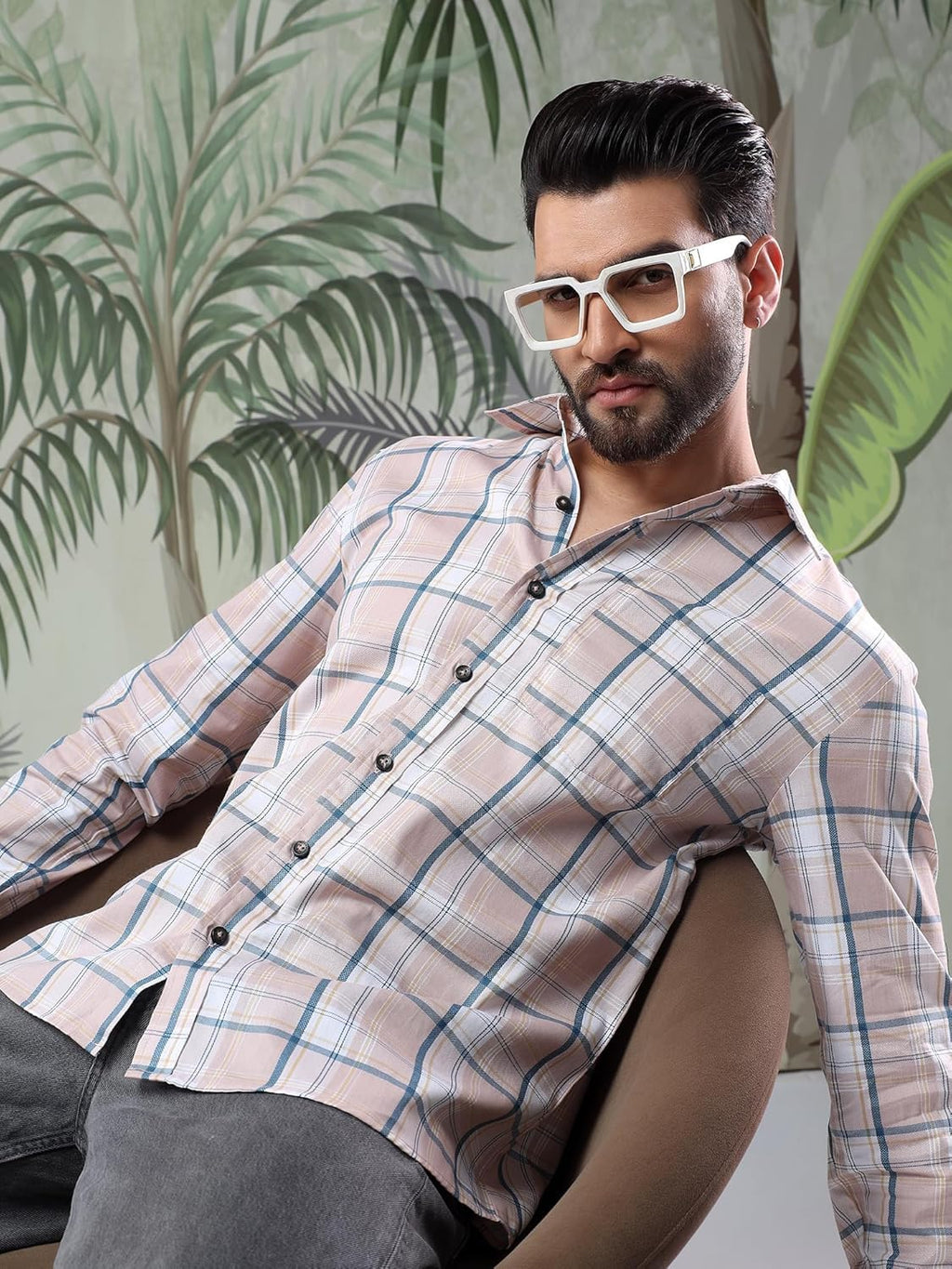 Kotty MenS Full Sleeve Checkered Modern Fit Perfect For Casual Shirt(Multicolor,M)