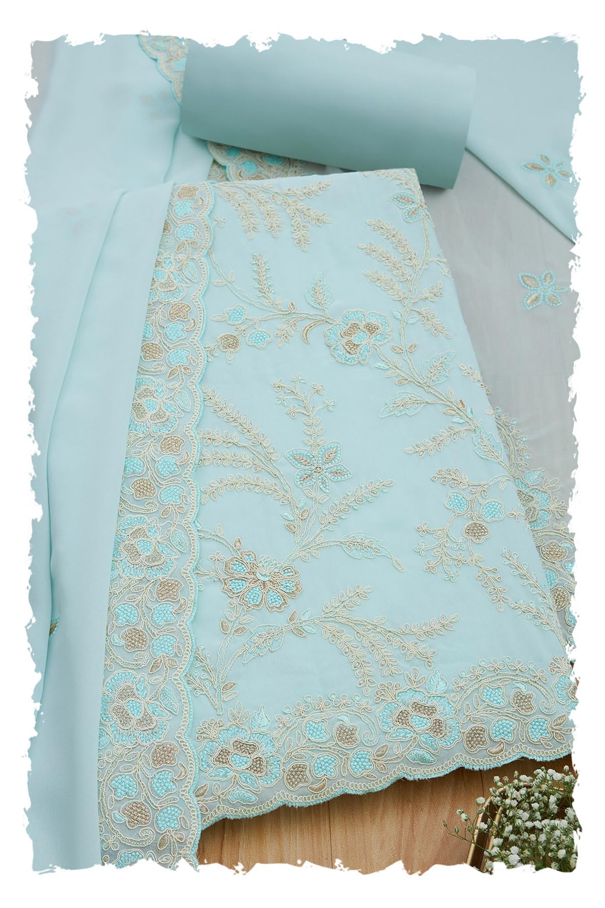 Soch Women Georgette Floral Print Unstitch Dress Material with Thread Work