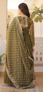 Fashion Basket WomenS Georgette Anarkali Dress Green