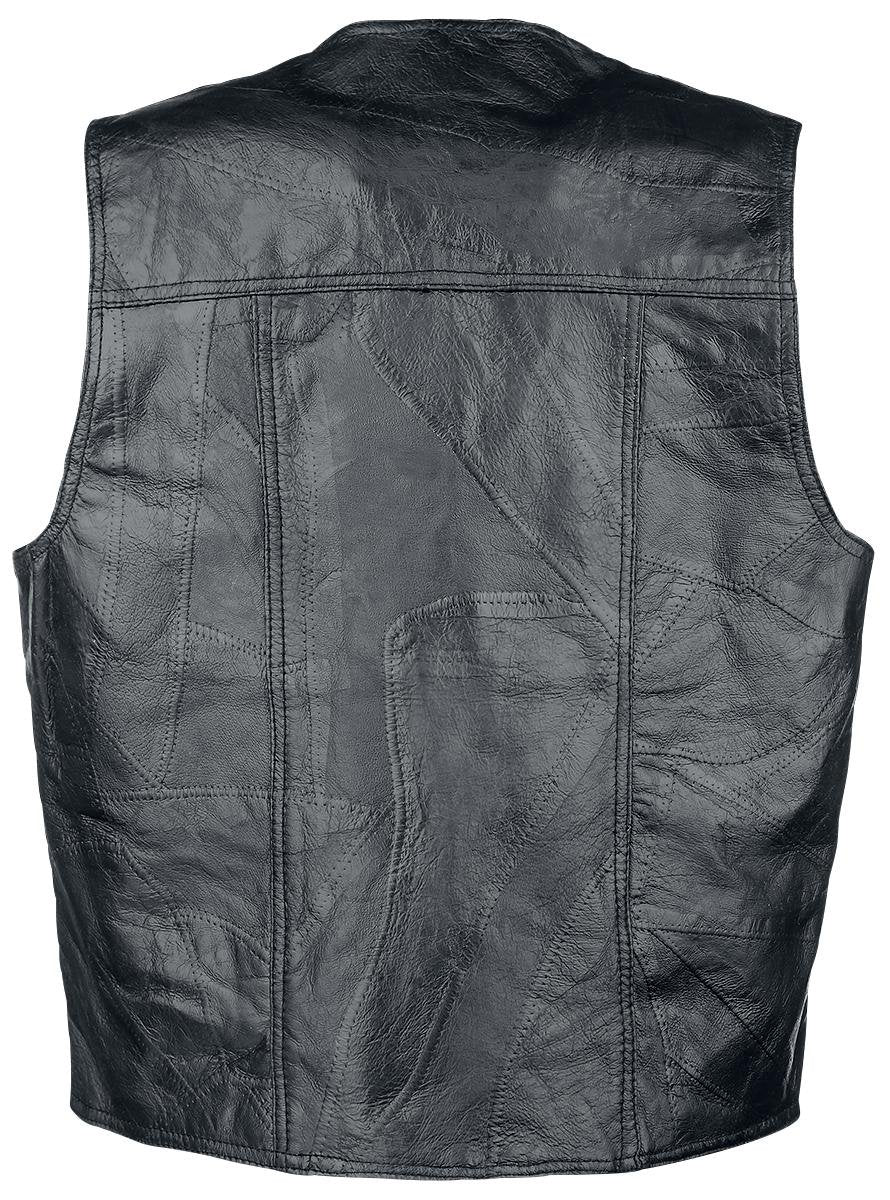 Giovanni Navarre Mosaic Leather Biker Vest Black, Black, L, Large