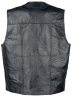 Giovanni Navarre Mosaic Leather Biker Vest Black, Black, L, Large