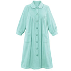 Collections Etc Women's Soft Plush Button Front Robe with Pockets 42 L Mint Small