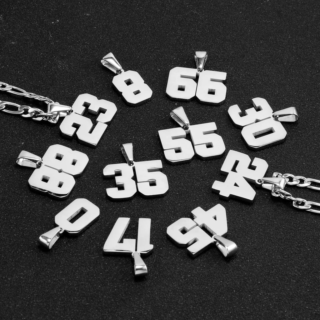 MIMITLTY Personalized Jersey Number Necklaces for Mens,Athletes Stainless Steel Sport Number Pendant Chain for Boys Baseball/Bas