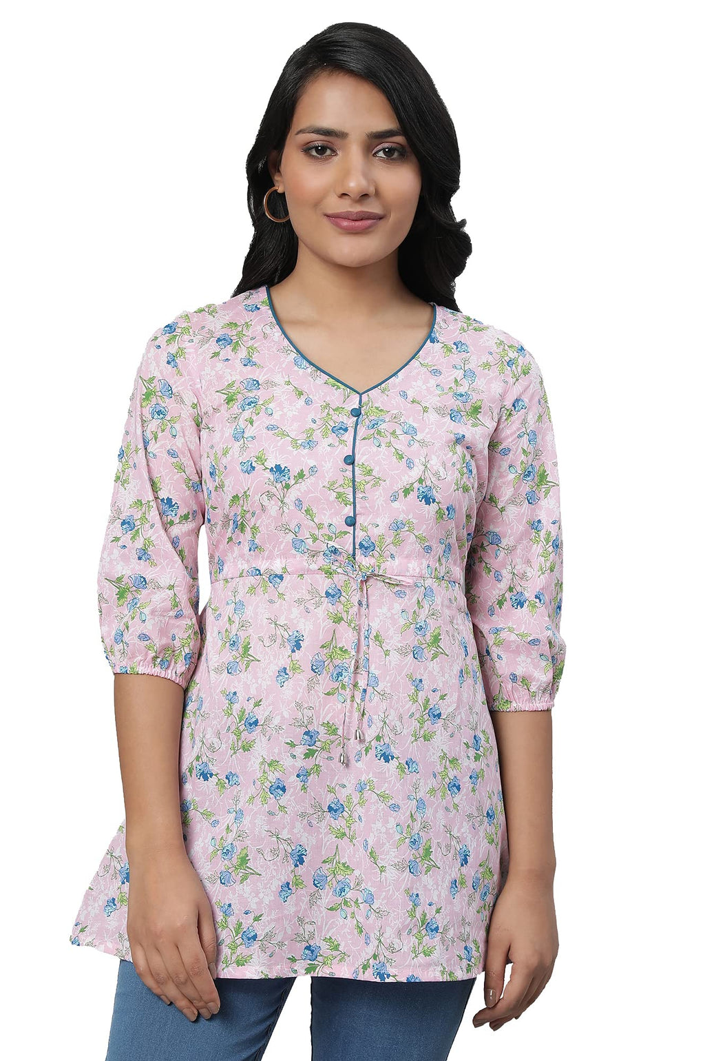 Aurelia Women'S Cotton Floral Regular Kurti (23Fea30358-507159_Pink