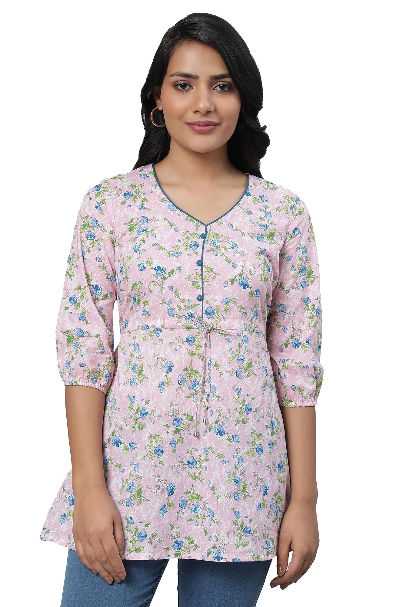 Aurelia Women'S Cotton Floral Regular Kurti (23Fea30358-507159_Pink