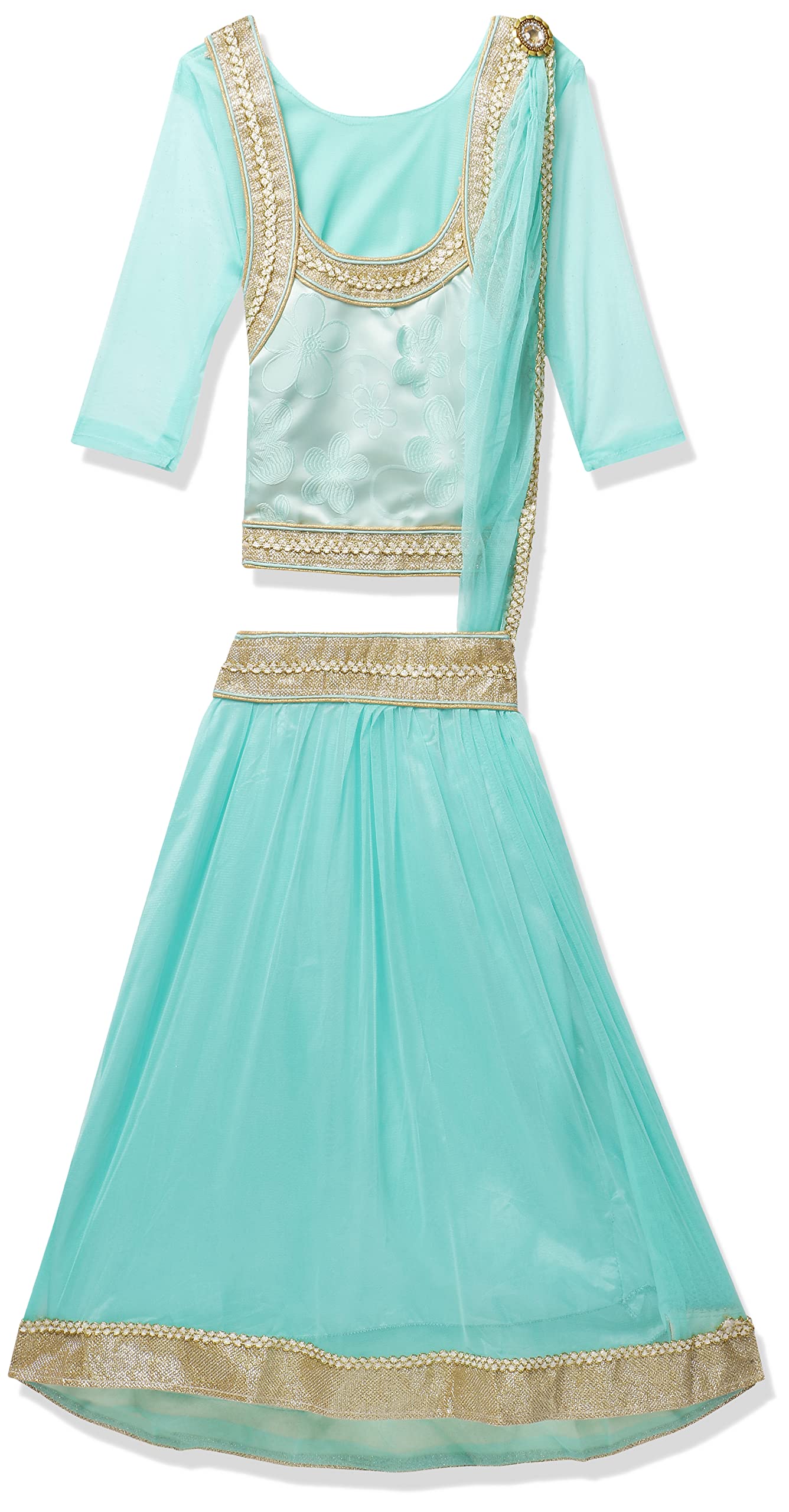 Aarika Girls Brokit Lehenga Choli Set (LCH-4099_Green_32)