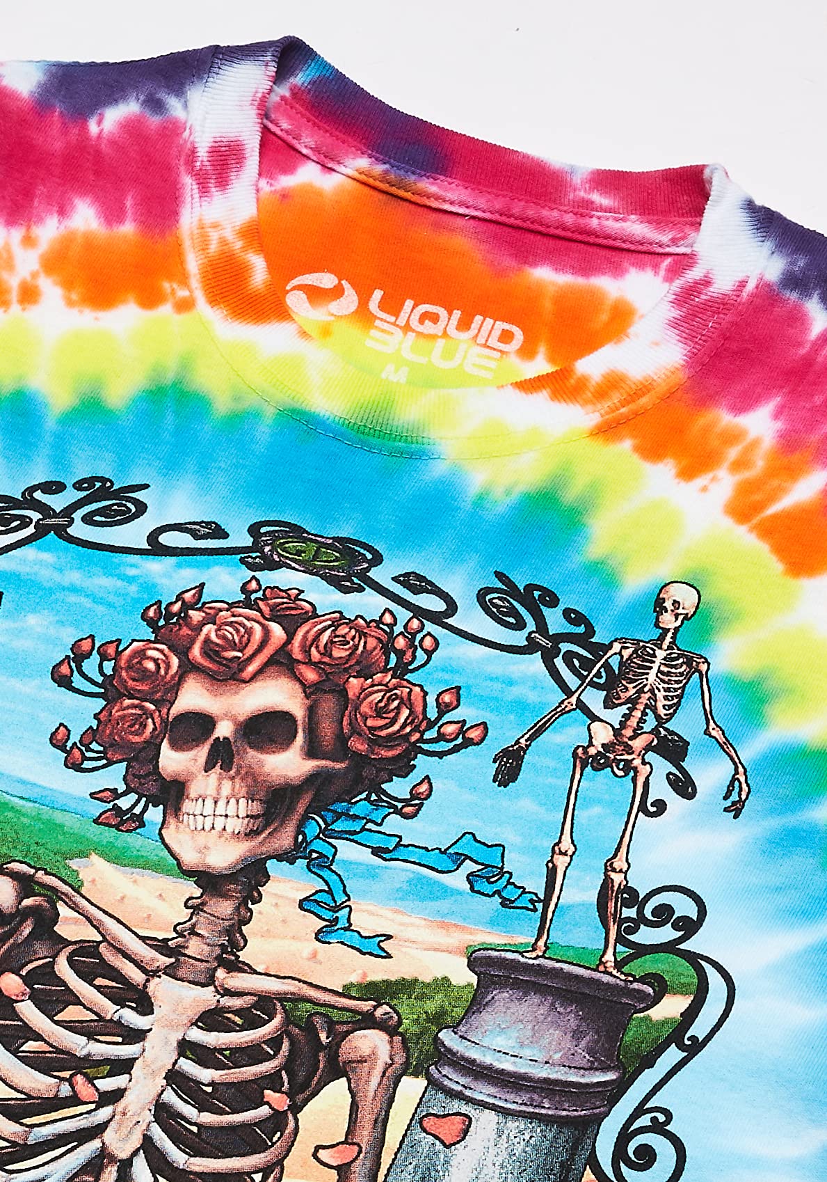 Liquid Blue Men's Standard Grateful Dead Rainbow Bertha Tie Dye Short Sleeve T-Shirt, Multi, 2XL