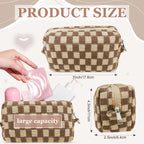 58 Pcs Aesthetic Makeup Bag Set With 7 Pcs Surfer Bracelets and 50 Pcs Stickers for Women Girls Teens Gift (Brown)