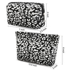 SOIDRAM 2 Pieces Leopard Print Makeup Bag Large Cosmetic Bag Capacity Canvas Mix Travel Toiletry Bag Organizer Cute Makeup Brush