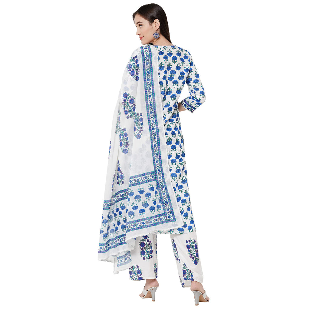 Anni Designer Women'S Rayon Cotton Printed Kurta With Palazzo And Dupatta