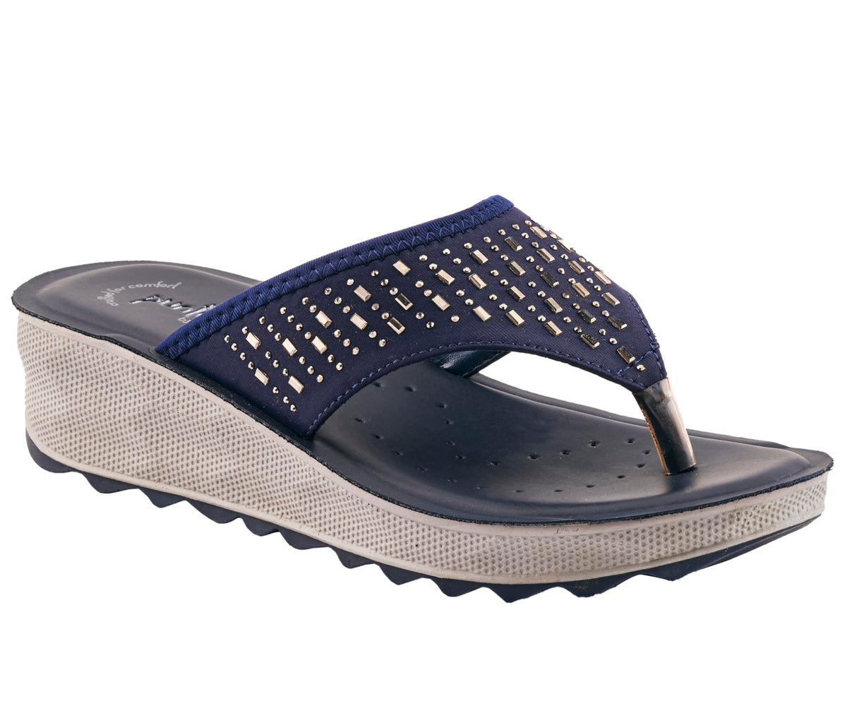 puntoblu Embellished Cloud Comfort Slippers for Women | Comfortable Padded Footbed | AntiSkid & Durable Mid Heel Slippers for G 8