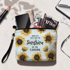 Hglian Sunflower Makeup Bag,Be The Sunshine Travel Travel Cosmetic Bag Zipper Pouch,Inspirational Birthday Gifts for Female Frie