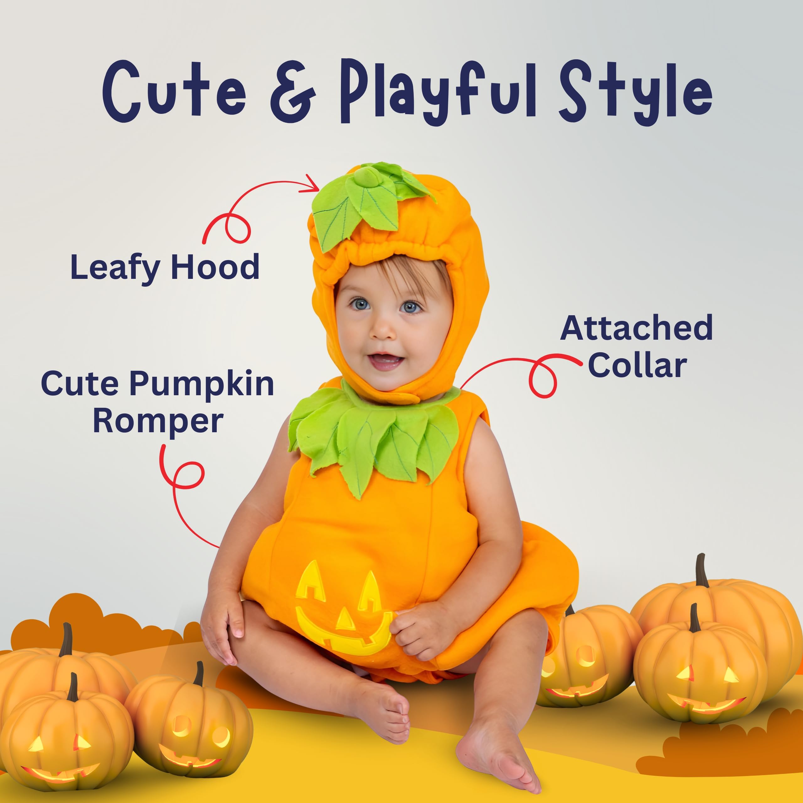 Dress Up America Baby Pumpkin Costume - Adorable Halloween Jack-O-Lantern Costume For Toddlers