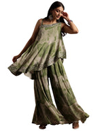Libas Women Silk Blend Printed Co-Ords Set (27859_Green, Medium