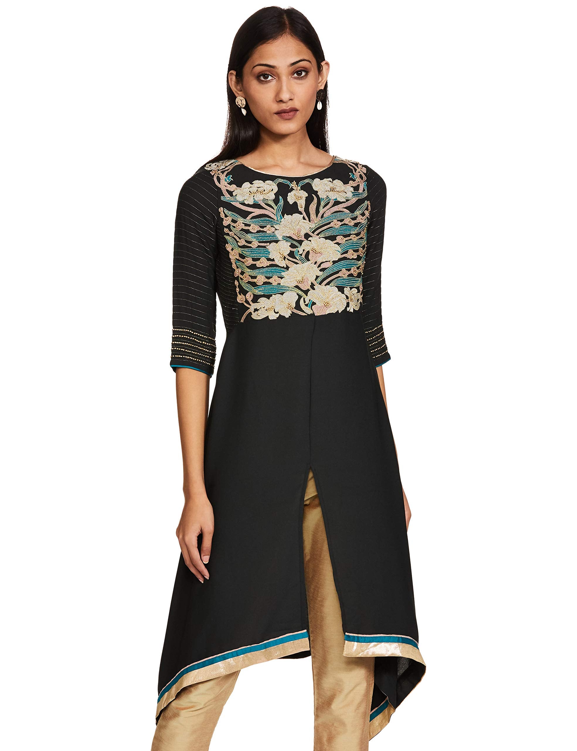 W For Woman Women'S Cotton Kurta (18Fes11632-66185_Dark Grey_Xxx-Large)