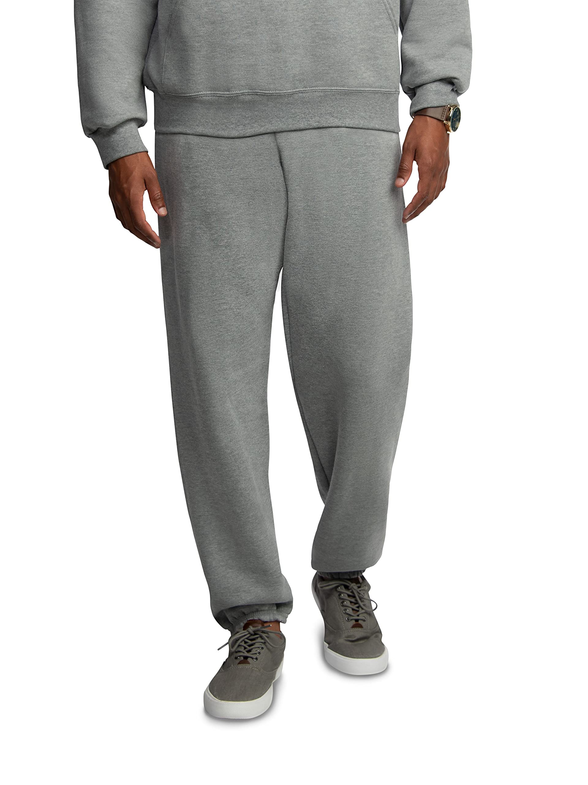 Fruit Of The Loom Mens Eversoft Fleece Elastic Bottom With Pockets, Relaxed Fit, Moisture Wicking, Breathable Sweatpants, Grey H